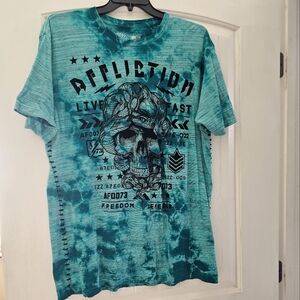Affliction Live Fast Tshirt Mens 2XL Turquoise color